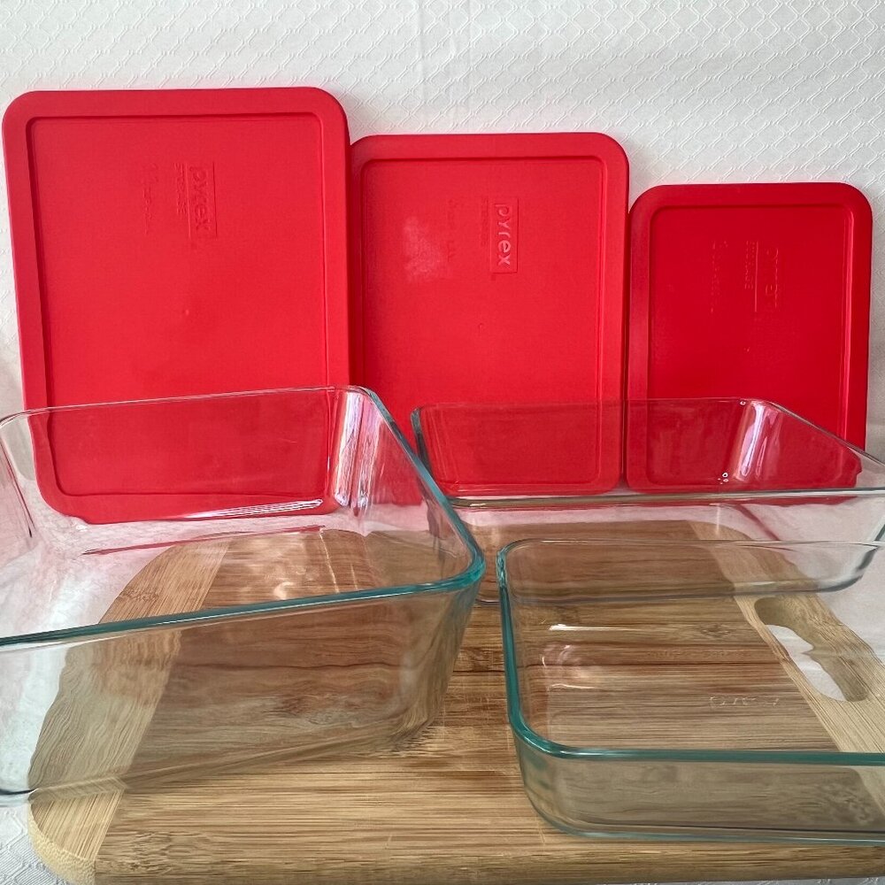 Pyrex 6pc rectangle glass storage with lids